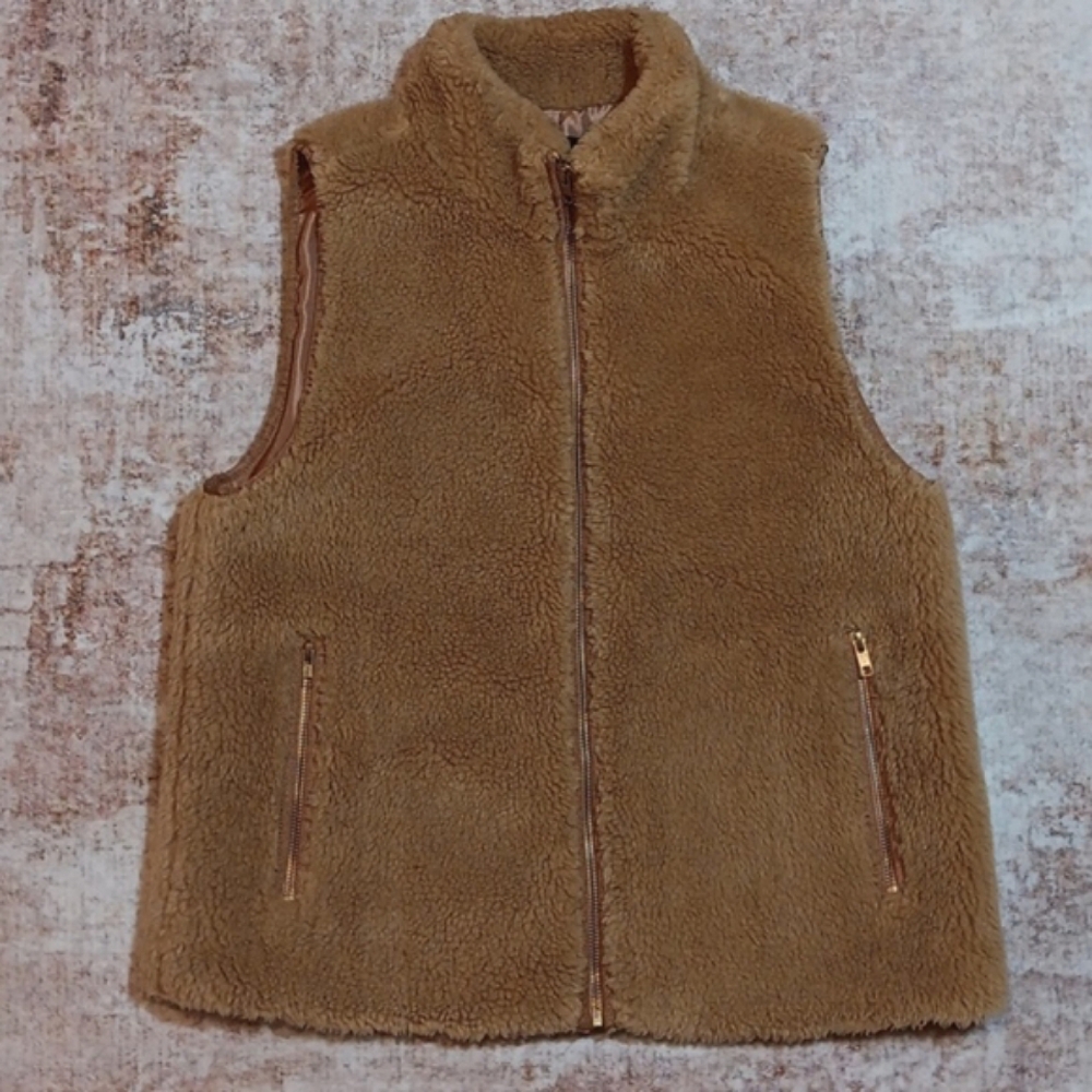 J. Crew Camel Teddy Fleece Vest